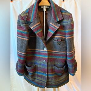 Vintage 80s/90s The Limited Wool Blend Southwest Coat – Shoulder Pads – M/L